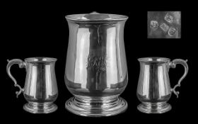 George III Superb Sterling Silver Tankard of Plain Form, With Circular Stepped Base. Hallmark London