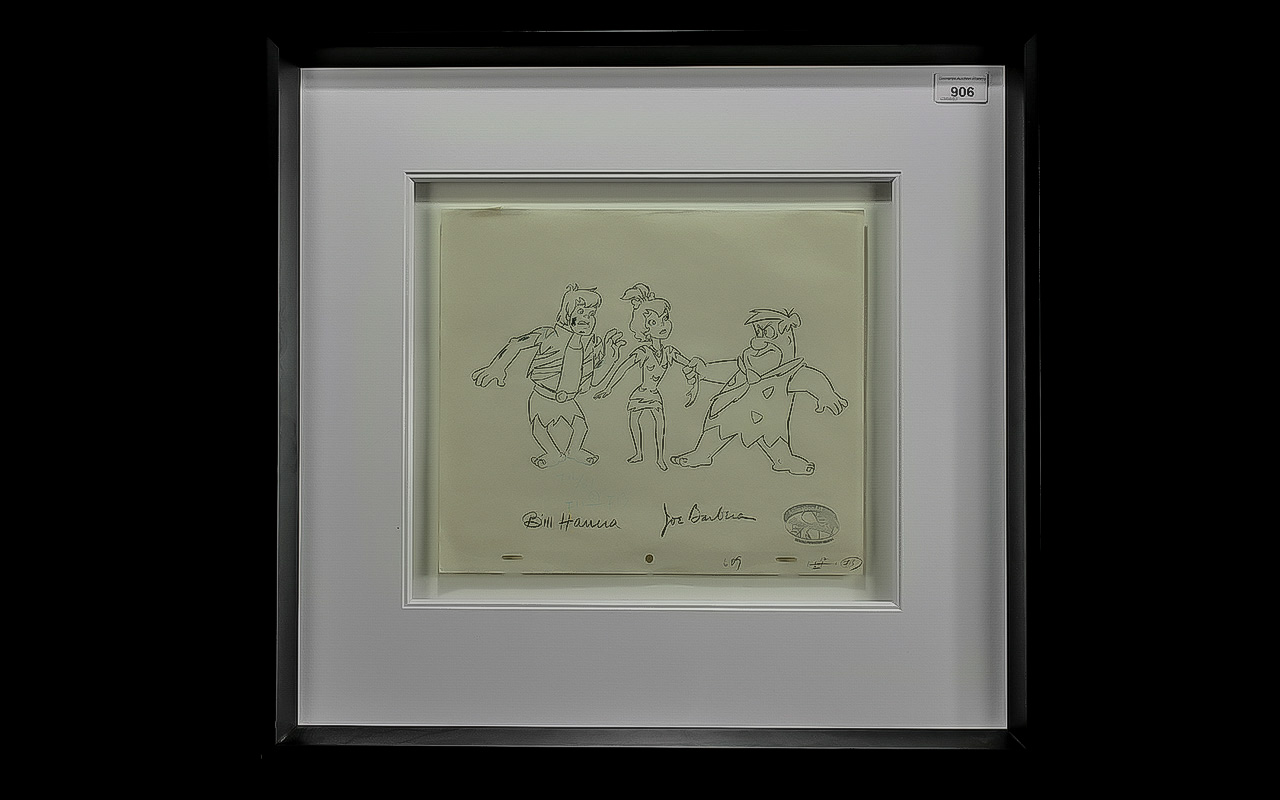 Flintstones Original Drawing 'Yabba Dabba Do!' original production drawing signed by William Hanna