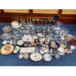 Large Quantity of Glass & Collectibles, including high end crystal, wine glasses, sweet dishes, cake