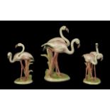 Sommerhuber Art Deco Keramos Austrian Wein Pottery Flamingos 1920/30, 9 inches tall, No. 2709.