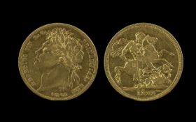George IV 22ct Gold Sovereign - Dated 1822. Fair to Fine Condition - Please Confirm with Photo.