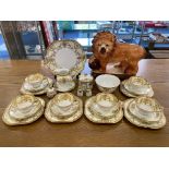 Noritake Tea Set, comprising milk jug, sugar bowl, salt and pepper, lidded sugar bowl, sandwich/cake