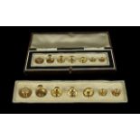 1920's Gents Excellent Quality Set of 7 - 18ct Gold Studs. All In Original Presentation Box. All