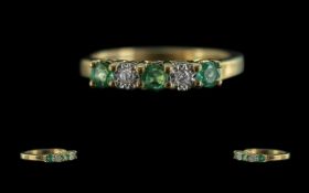 Ladies Attractive 9ct Gold Emerald & Diamond Set Ring, full hallmark to shank. Diamonds and emeralds