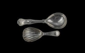 Caddy Spoon & Antique Silver Interest. A Collection of 2 Georgean Silver Caddy Spoons. Very nice