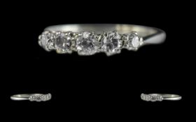 Antique Period Platinum 5 Stone Diamond Set Ring. Marked Platinum to Shank. The Diamonds of Good