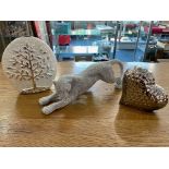 Sparkling Silver Figure of a Leopard, measures 15'' long, together with a 9.5'' tall slim silver