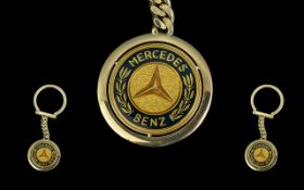 Mercedes-Benz 9ct Gold & Black Enamel Key Ring, signed Mercedes-Benz with full hallmark. Weight 14.6