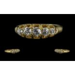 Antique Period 18ct Gold Good Quality 5 Stone Diamond Set Ring. Gallery setting marked 18ct to