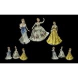 Royal Doulton Trio of Handpainted Porcelain Figures (3), comprises 1. 'Flower of the Month -