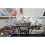 Assorted Porcelain & Glass, including Colclough Bone China tea set, comprising 7 cups, 8 saucers,
