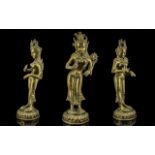 Large Antique South East Asian Cast Bronze Figure of a Diva, with finely detailed workmanship,