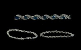 Diamond and Sapphire Bracelet Set In 9ct White Gold. Pretty White Gold Sapphire Set with Small
