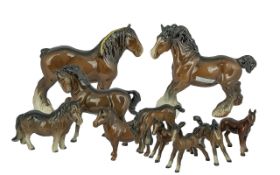 A Collection of Beswick, to include ten horses and ponies, various designs, three large and seven