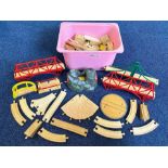 Train Set Interest - Box of Brio Wooden Train Track, bridges, tunnels, etc.