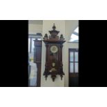 Late Victorian Vienna Regulator Wall Clock, mahogany finish, cream chapter dial, Roman numerals,