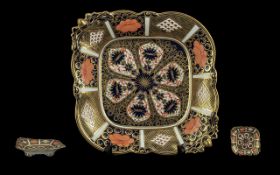 A Royal Crown Derby Old Imari Pattern Square Dish, Royal Crown Derby backstamp and registration