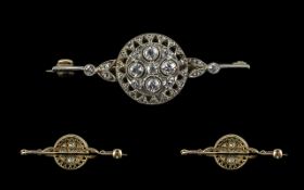 Art Nouveau Superb Quality 15ct Gold & Platinum Diamond Set Small Brooch, of exquisite and
