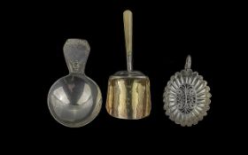 Caddy Spoon & Antique Silver Interest. A Collection of three George III Caddy Spoons comprising a