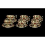 Royal Crown Derby Set of Two Tea Cups, Saucers & Side Plates, together with four side plates and