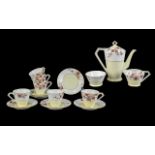 Noritake Art Deco Conical Shape Coffee Set comprising 6 cups and saucers, sugar bowl, milk jug and