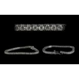 Modern - Designer Fine Quality Diamond Set Tennis Bracelet, Set In 14ct White Gold. Features a