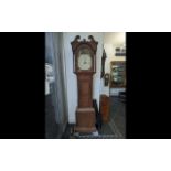 18/19th Century Long Case Clock, 30 hour movement, pained dial, oak case in need of restoration.