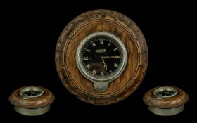 Jaeger Clock Housed In an Oak Case. Vintage Jaeger Clock In a Carved Oak Case, Working at time of