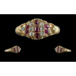 Antique Period Attractive 15ct Gold Ruby & Diamond Set Ring, marked 15ct to shank, set with rubies