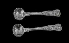 George III Superb Quality Pair of Sterling Silver Small but Solid Preserve Spoons with Gilt Bowls.