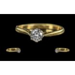 Ladies - Excellent Quality 18ct Gold Single Stone Diamond Set Ring. Full Hallmark to Interior of