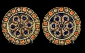 Pair of Royal Crown Derby Plates, pattern No. 1128, 'Imari' pattern, 10.5'' diameter.