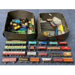 Train Set Interest - Two Boxes of Rolling Stock, carriages, 00 Gauge Hornby and associated, engines,