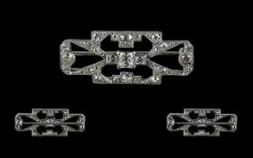 Art Deco Period 1920's Platinum Superb Quality & Exquisite Diamond Set Brooch. The diamonds are of