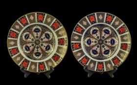 Pair of Royal Crown Derby Plates, pattern No. 1128, 'Old Imari' pattern, 10.5'' diameter.