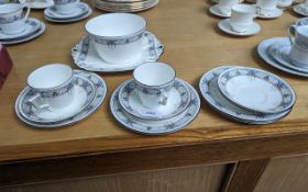 Shelley No. 11167 Art Deco Style Set, comprising two cups, four saucers, 4 side plates, a bread