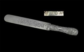 Victorian Excellent Sterling Silver Paper Knife / Letter Opener. Hallmark Birmingham 1867, Maker