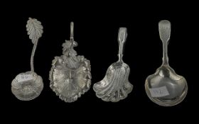 Caddy Spoon & Antique Silver Interest. A Collection of 4 Victorian Silver Caddy Spoons comprising