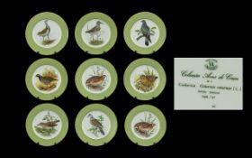 Hunting Bird Collection Set of 8 Plates Molded and relief porcelain from the Vista Alegre factory,