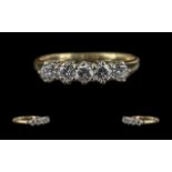 Ladies 18ct Gold - Pleasing 5 Stone Diamond Set Ring. Full Hallmark to Interior of Shank. The Five