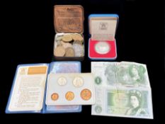 Small Mixed Lot of Coins, including Royal Mint Silver Jubilee coin, wallet of Britain's First