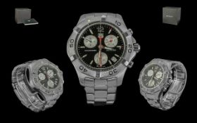 Tag-Heuer Aquaracer Divers, stainless steel chronograph wrist watch. Features multi dials,