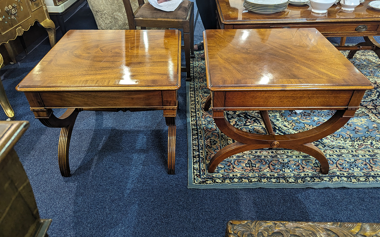 A Coffee Table and Two Matching Side Tables, polished yew effect wood, coffee table measures 47'' - Image 2 of 2