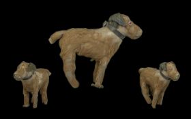 Early 20th Century Mohair Straw Filled Toy Dog. Height 8.5''.