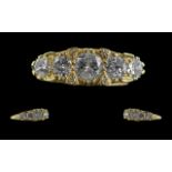 Antique Period Superb Quality 18ct Gold 5 Stone Diamond Set Ring - gallery setting, marked 18ct to