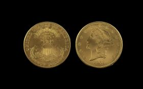 United States of America 20 Dollar Liberty Head Gold Coin - Date 1904. Nr Mint Condition - Please