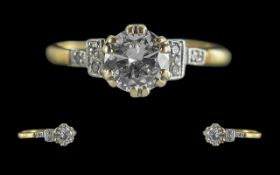 Antique Period 18ct Gold & Platinum Set Diamond Dress Ring, marked 18ct and platinum. The central