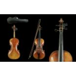 German Violin & Bow, stamped Stainer 1890 with violin case. The back in two pieces of maple of