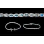 Rainbow Moonstone Tennis Bracelet, a row