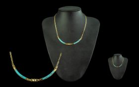 Ladies - Attractive 14ct Gold Turquoise